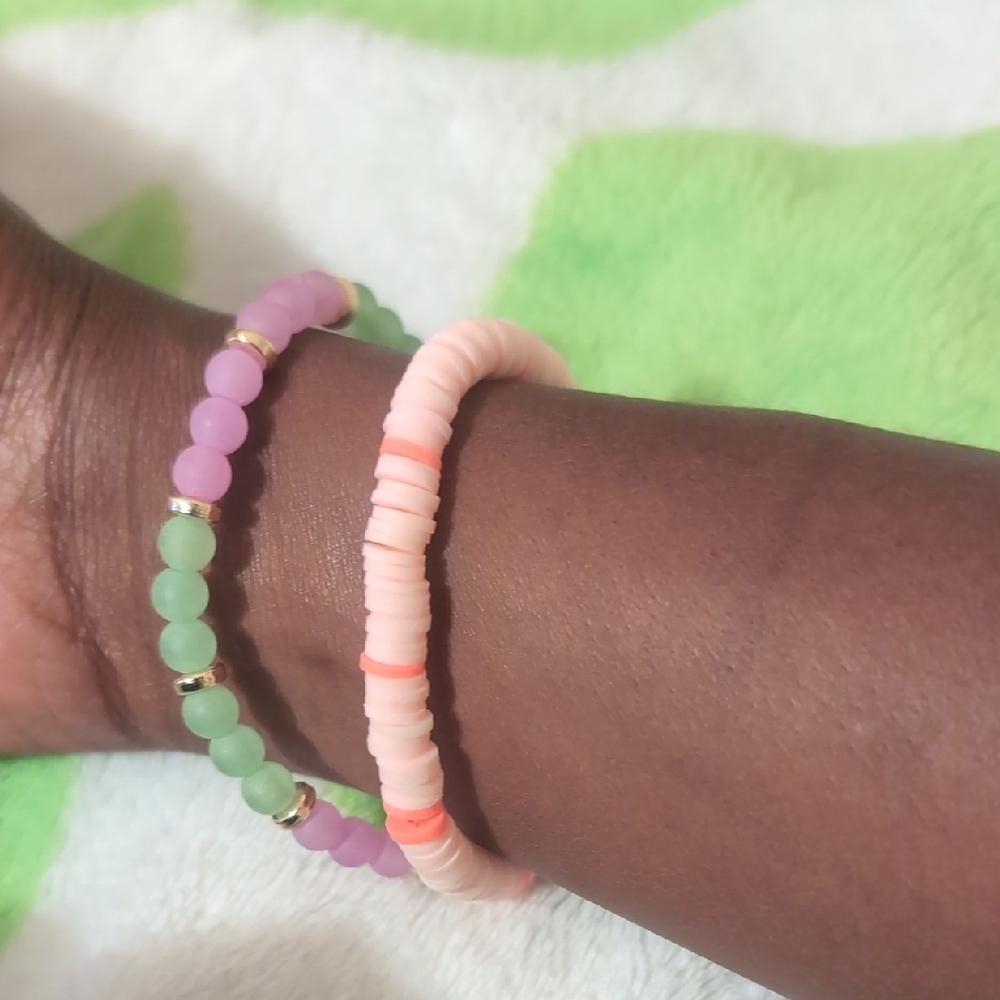Pink Clay Beaded Bracelet - Picture 4 of 5